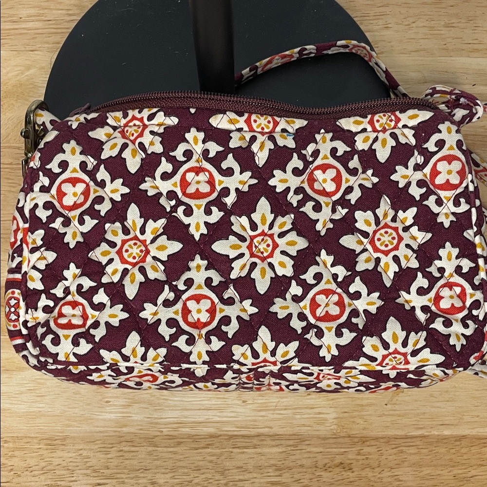 Vera Bradley Burgundy and Yellow Patterned Crossbody Bag - Picture 6 of 7